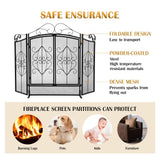 Load image into Gallery viewer, BEAMNOVA 45X33 inch Decorative Fireplace Screen with Door Outdoor Fireplace Cover Screen 3 Panel Iron Mesh Modern Vintage Art Decor