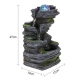 Load image into Gallery viewer, Tabletop Water Fountain Indoor Fountains with Colorful Rolling Ball, Stacked Rocks Waterfall Fountain Desktop Fountains for Home Office Decor