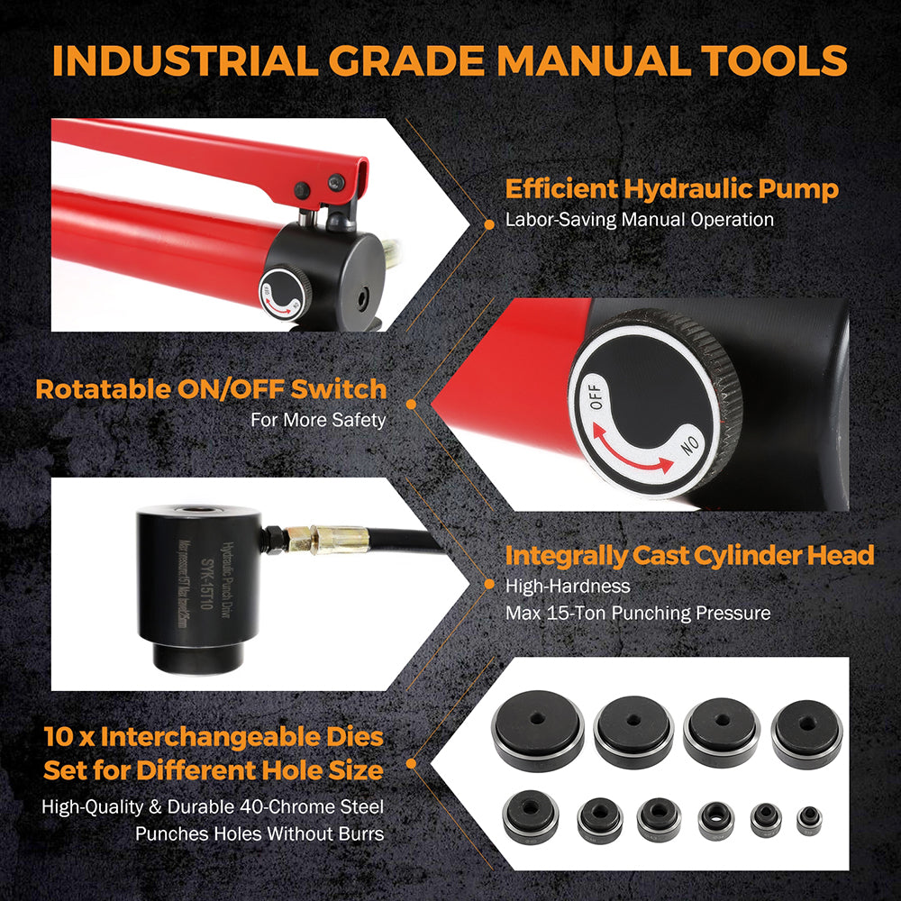 Hydraulic Knockout Punch Set,Electrical Conduit Hole Cutter Set,Punch  Driver Tool Kit