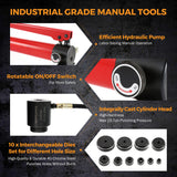 Load image into Gallery viewer, Hydraulic Knockout Punch Set 15 Ton 7/8 to 4-1/2 Inch Manual Sheet Metal Tools Kit with Case Hole Saw Set Electrical Conduit Hole Cutter Set