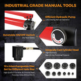 Load image into Gallery viewer, BEAMNOVA Hydraulic Knockout Punch Kit, 15 Ton 7/8 to 4-1/2 Inch Conduit Hole Cutter Set, KO Tool Kits with Puncher 10 Piece, Metal Sheet Driver Tools, For Aluminum, Brass, Stainless Steel, Fiberglass and Plastic