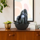 Load image into Gallery viewer, Tabletop Water Fountain with Rolling Ball, Stacked Rocks Waterfall Fountain Zen Calming Water Sound Relaxation Fountain for Home Office Decor