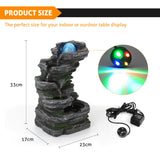 Load image into Gallery viewer, Tabletop Water Fountain with Colorful Rolling Ball, Stacked Rocks Waterfall Fountain Zen Calming Water Sound Relaxation Fountain for Home Office Decor