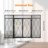Load image into Gallery viewer, 50 x 32 in Decorative Fireplace Screen with Doors Outdoor Fireplace Cover Screen 3 Panel Iron Mesh Modern Vintage Art Decor