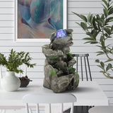 Load image into Gallery viewer, Tabletop Water Fountain Indoor Fountains with Colorful Rolling Ball, Stacked Rocks Waterfall Fountain - Quiet and Relaxing Water Sound - Desktop Fountains for Home Office Decor