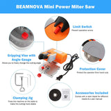 Load image into Gallery viewer, BEAMNOVA Mini Miter Saw Electric Power Table Saw Benchtop Cut-Off Chop Saw Max 45° Cutting for Crafts Miniatures Metal Wood Plastic Compound Cutter