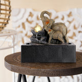 Load image into Gallery viewer, Tabletop Waterfall Fountain Indoor of Elephant Sculpture with LED Warm Light and Spinning Ball for Home Office Desktop Decor