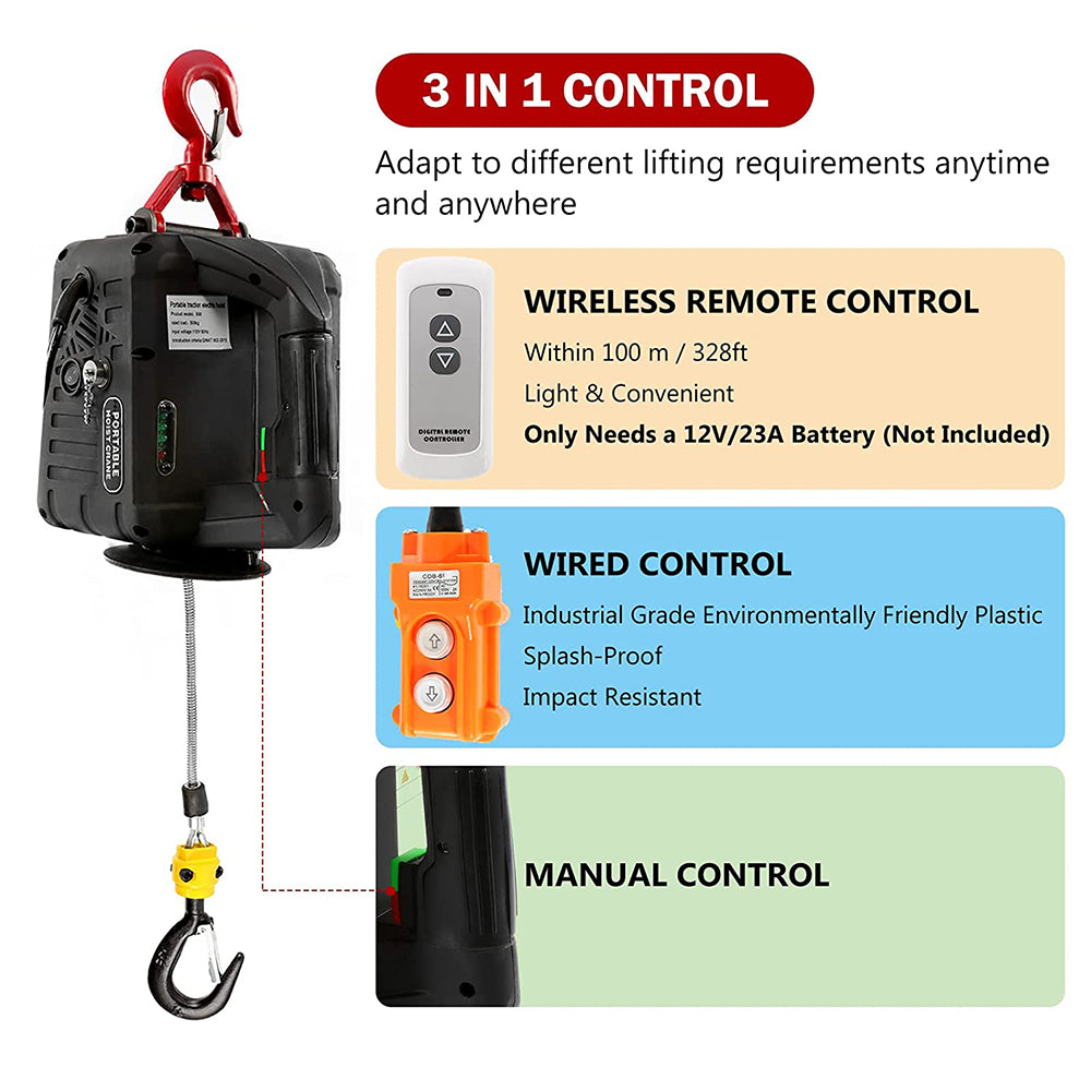 1100 lb 110 volt electric winch with wireless remote
