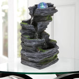 Load image into Gallery viewer, Tabletop Water Fountain Indoor Fountains with Colorful Rolling Ball, Stacked Rocks Waterfall Fountain Desktop Fountains for Home Office Decor