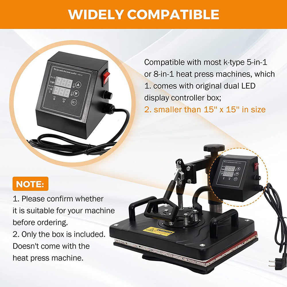 110V 1400W Heat Press Control Box Replacement for 15x15 Inch K-Type Di