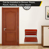 Load image into Gallery viewer, BEAMNOVA Fold Down Shower Seat Folding Shower Seat Wall Mounted Teak Wood Fold Down Shower Seat Home Care Shower Bench for Inside Shower, Bathroom Fold Up Wooden Bench Shower Chair (16.1&#39;&#39;*13.4&#39;&#39;)