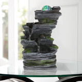 Load image into Gallery viewer, BEAMNOVA Tabletop Water Fountain Indoor Fountains with Colorful Rolling Ball, Stacked Rocks Waterfall Fountain Desktop Fountains for Home Office Decor