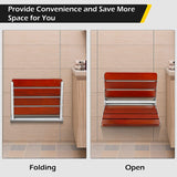 Load image into Gallery viewer, BEAMNOVA Fold Down Shower Seat Folding Shower Seat Wall Mounted Teak Wood Fold Down Shower Seat Home Care Shower Bench for Inside Shower, Bathroom Fold Up Wooden Bench Shower Chair (16.1&#39;&#39;*13.4&#39;&#39;)