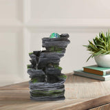 Load image into Gallery viewer, Tabletop Water Fountain Indoor Fountains with Colorful Rolling Ball, Stacked Rocks Waterfall Fountain Desktop Fountains for Home Office Decor