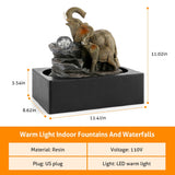 Load image into Gallery viewer, Tabletop Waterfall Fountain Indoor of Elephant Sculpture with LED Warm Light and Spinning Ball for Home Office Desktop Decor