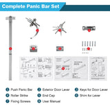 Load image into Gallery viewer, 41” Panic Bars for Exit Doors, Stainless Steel Push bar Panic Exit Device with Exterior Door Lever, Commercial Emergency Exit Door Push Bar Door Locks for 41”-53” Wood, Metal Doors