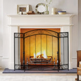 Load image into Gallery viewer, 43X29 inch Decorative Fireplace Screen Outdoor Fireplace Cover Screen 3 Panel Iron Mesh Modern Vintage Art Decor