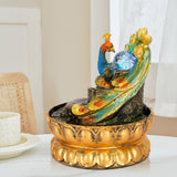 Load image into Gallery viewer, Tabletop Fountain,Peacock Water Fountains Indoor with Led Light Rolling Ball,Relaxing Water Sounds for Stress Relief ,with Lotus Flower Fountain for Office Home Decor