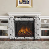 Load image into Gallery viewer, 47X30 inch Decorative Fireplace Screen Outdoor Fireplace Cover Screen 3 Panel Iron Mesh Modern Vintage Art Decor