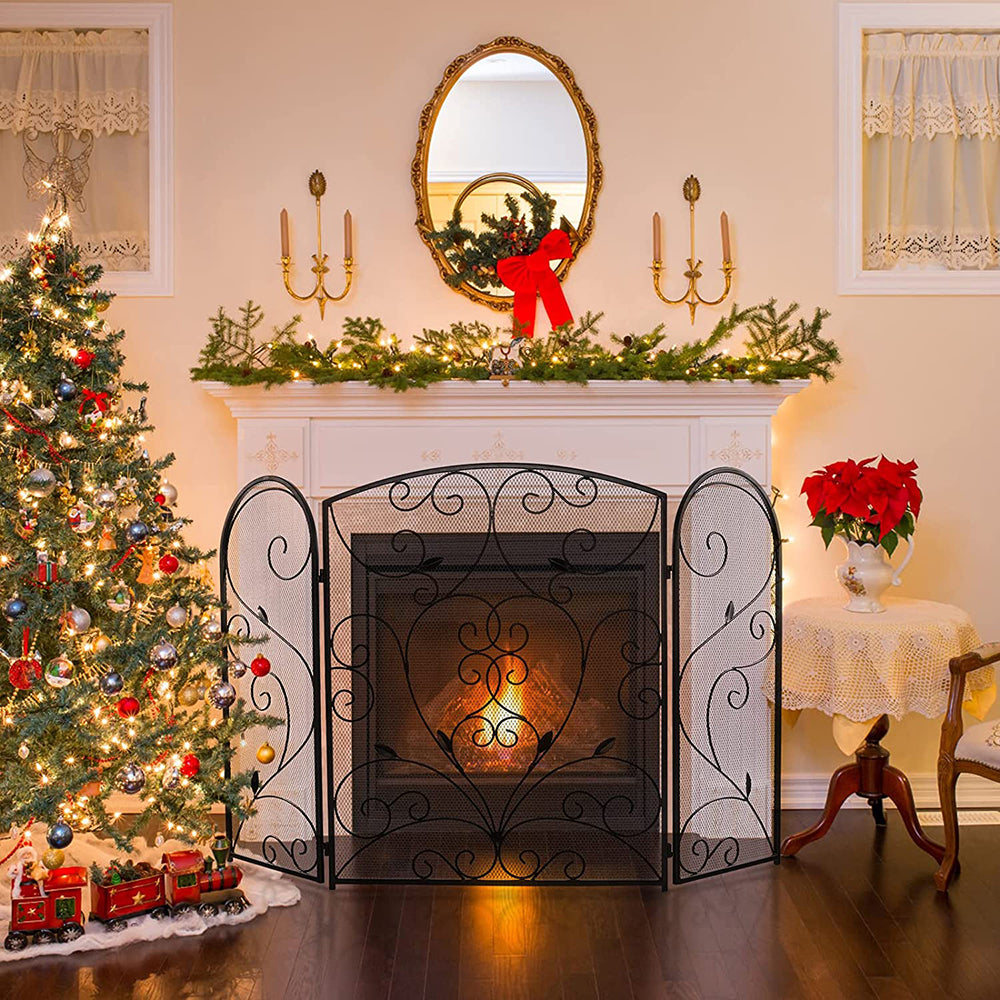 Christmas fireplace screen Decorative fireplace cover screen Christmas Fireplace Screen