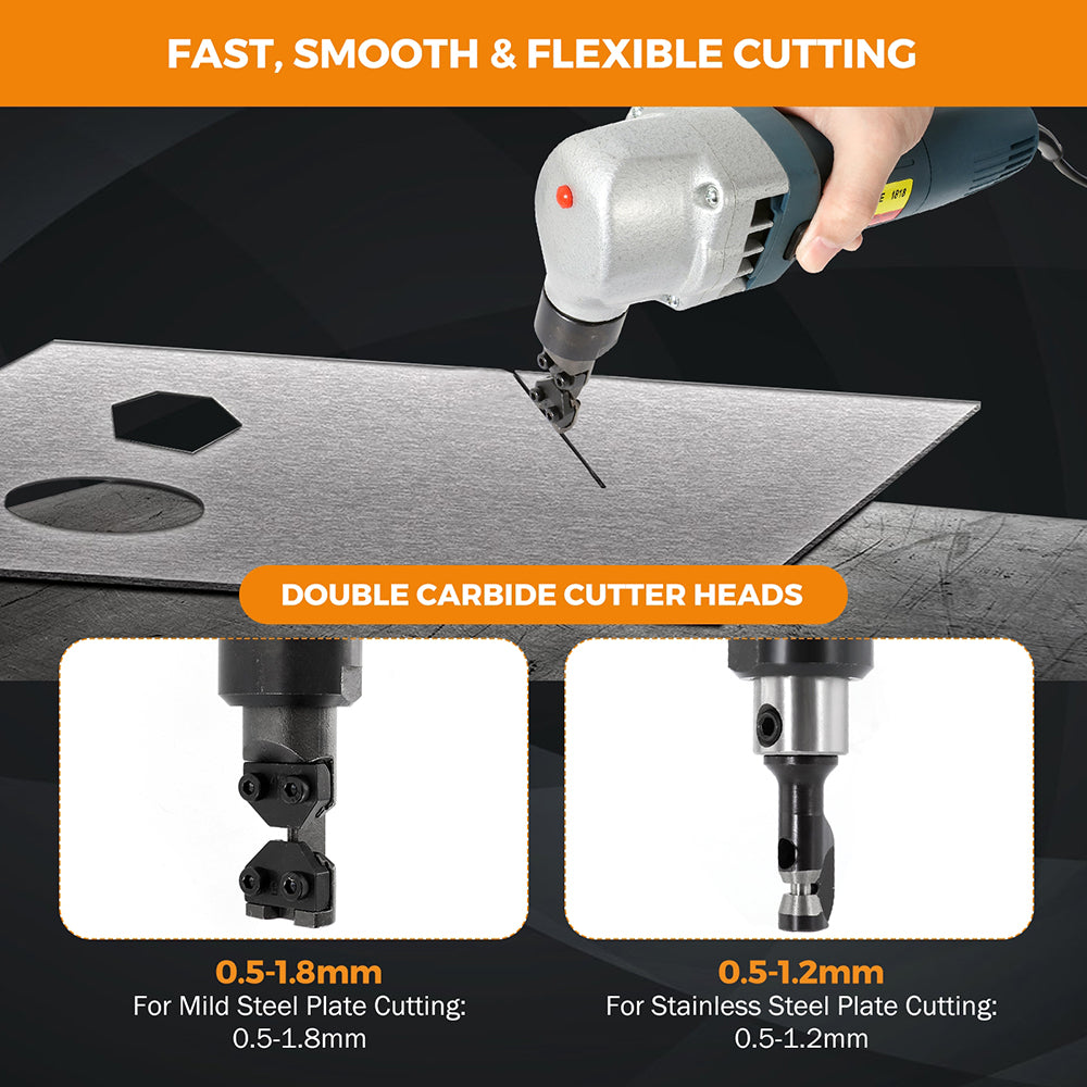 Electric Sheet Metal Nibbler Shear Tool 380W Cutting Tools Electric Nibbler  Metal Cutter Kit 1700rpm for Cutting Stainless Steel, Aluminium, Plastic