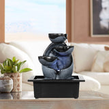 Load image into Gallery viewer, Tabletop Water Indoor Fountain with LED Light, Desktop Meditation Waterfall Fountain, Zen Calming Water Sound Relaxation Fountain for Home Office, Feng Shui Decor