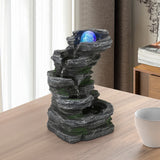 Load image into Gallery viewer, Tabletop Water Fountain with Colorful Rolling Ball, Stacked Rocks Waterfall Fountain Zen Calming Water Sound Relaxation Fountain for Home Office Decor