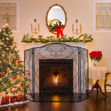 Load image into Gallery viewer, 50X36 inch Decorative Fireplace Screen Outdoor Fireplace Cover Screen 3 Panel Iron Mesh Modern Vintage Art Decor