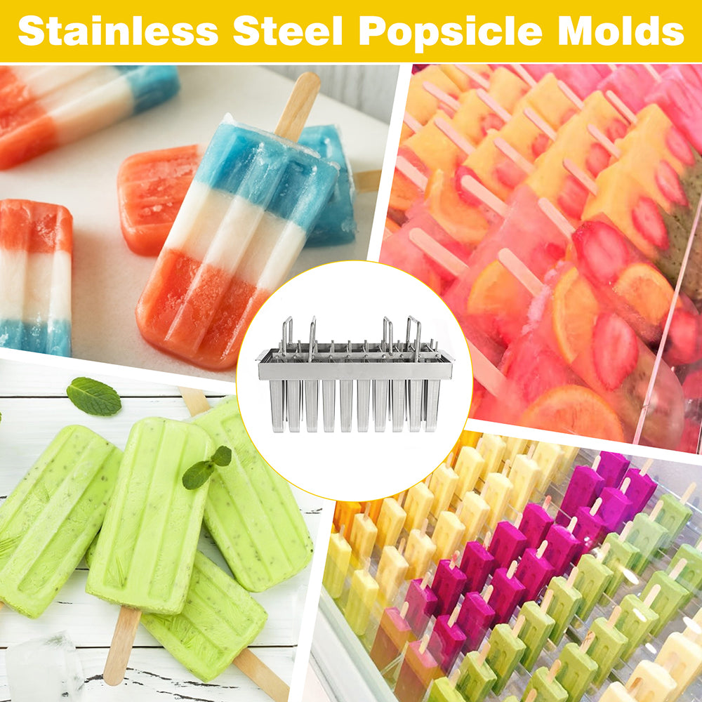 Baffect Stainless Steel Popsicle Mould with Stick Holder Ice Cream Mould Set of 6 (Round)