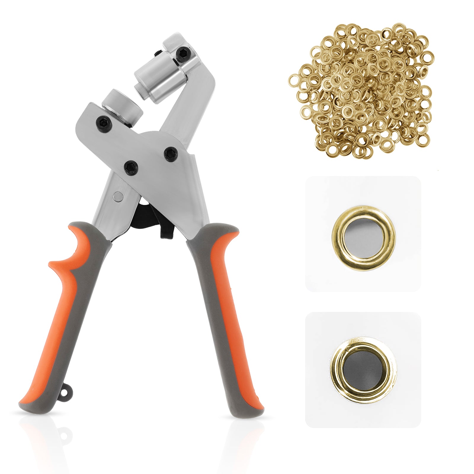 Portable 3/8 Inch/ 10mm Grommet Tool Kit Handheld Hole Punch Pliers Grommets  Eyelet Plier Set with 500pcs Gold Eyelets for Banner Maker Machine Fabric  Tarps Leather 