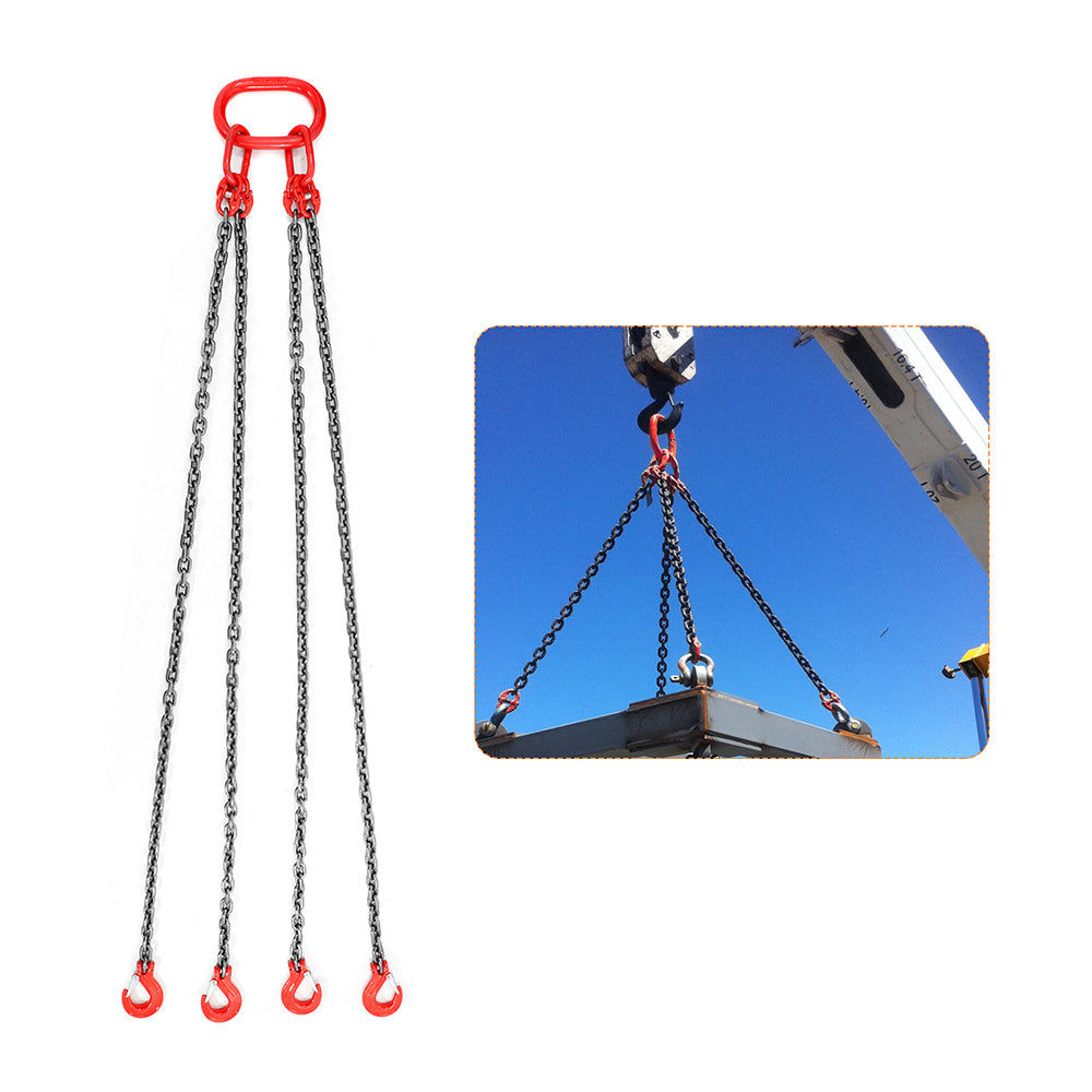 BEAMNOVA Lifting Chains with Hooks, 516 inch x 5 Foot, 6 Ton, Chain Slings for Engine Hoist 4 Leg Industrial Grab Hook Heavy Duty