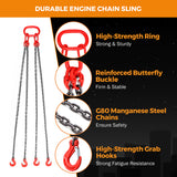 Load image into Gallery viewer, Lifting Chains with Hooks 9/32 Inch x 5 Foot 6 Ton Chain Slings for Engine Hoist 4 Leg Industrial Grab Hook Heavy Duty