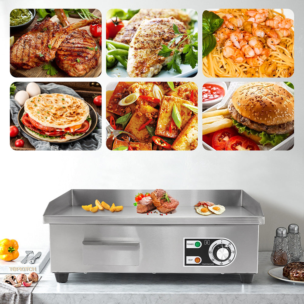 Electric Griddle Flat Top Grill 1300W Hotplate BBQ Commercial Kitchen Hot  plate Electric Countertop Griddle Machine 122°F to 572°F 1.02*18.90*8.07  inch 