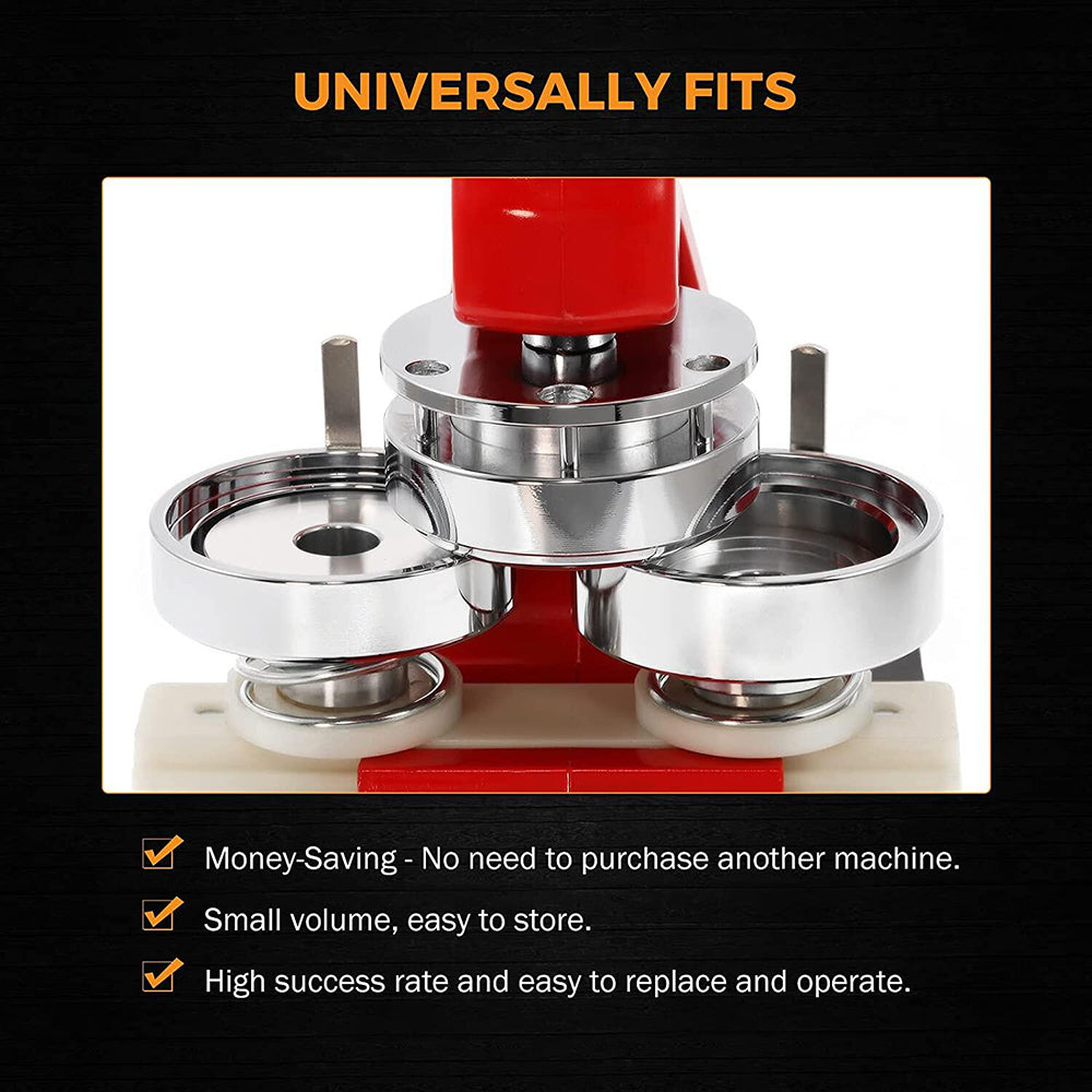58mm 2.25inch Button Maker Machine Interchangeable Die Mold with 100 Sets  of Button Part Supplies Accessories for Slide Rail DIY Round Pin Maker Kit