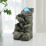 Load image into Gallery viewer, Tabletop Water Fountain Indoor Fountains with Colorful Rolling Ball, Stacked Rocks Waterfall Fountain - Quiet and Relaxing Water Sound - Desktop Fountains for Home Office Decor