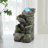 Load image into Gallery viewer, BEAMNOVA Tabletop Water Fountain Indoor Fountains with Colorful Rolling Ball, Stacked Rocks Waterfall Fountain - Quiet and Relaxing Water Sound - Desktop Fountains for Home Office Decor