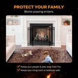 Load image into Gallery viewer, 43X29 inch Decorative Fireplace Screen Outdoor Fireplace Cover Screen 3 Panel Iron Mesh Modern Vintage Art Decor