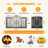 Load image into Gallery viewer, 52 x 31 inch Decorative Fireplace Screen Outdoor Fireplace Cover Screen 3 Panel Iron Mesh Modern Vintage Art Decor