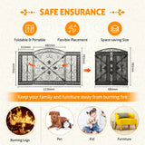 Load image into Gallery viewer, BEAMNOVA 52 x 31 inch Decorative Fireplace Screen Outdoor Fireplace Cover Screen 3 Panel Iron Mesh Modern Vintage Art Decor