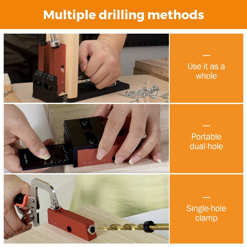 Pocket Hole Jig Kit,Upgraded Aluminum 3 in 1 Pocket Hole Drill Guide J