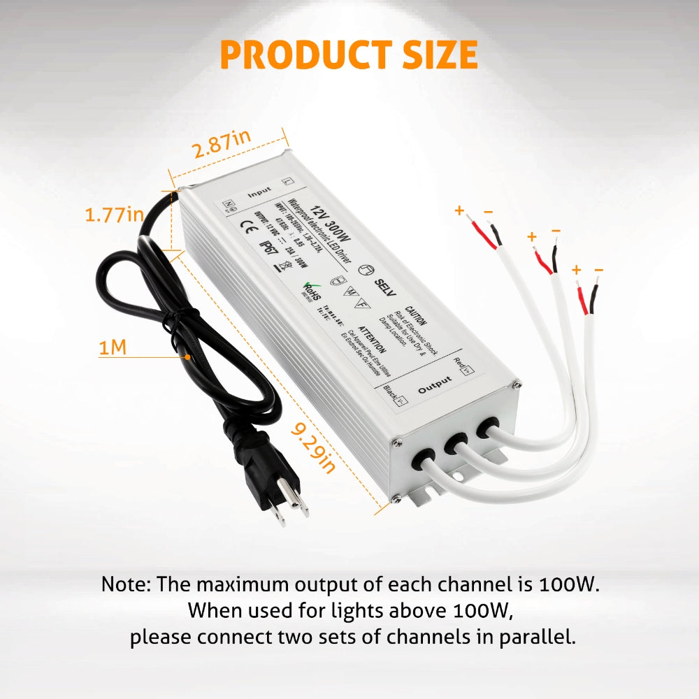 12V LED Driver 300 Watt DC Power Supply Low Voltage Transformer Waterp