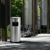 Load image into Gallery viewer, BEAMNOVA Stainless Steel Commercial Trash Can, Outdoor Garbage Can with Ashtray