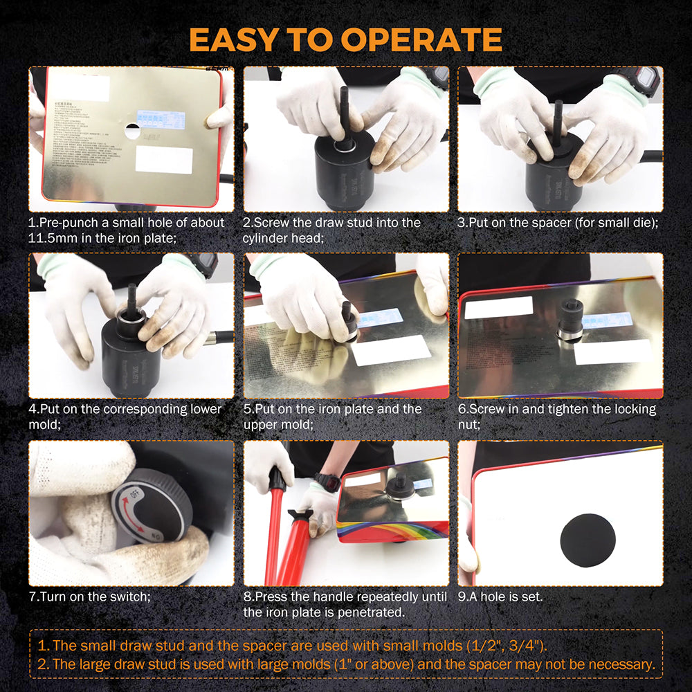 Hydraulic Knockout Hole Punch Kit 6 Ton/8 Ton/15 Ton