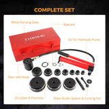 Load image into Gallery viewer, BEAMNOVA Hydraulic Knockout Punch Kit, 15 Ton 7/8 to 4-1/2 Inch Conduit Hole Cutter Set, KO Tool Kits with Puncher 10 Piece, Metal Sheet Driver Tools, For Aluminum, Brass, Stainless Steel, Fiberglass and Plastic