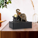 Load image into Gallery viewer, Tabletop Waterfall Fountain Indoor of Elephant Sculpture with LED Warm Light and Spinning Ball for Home Office Desktop Decor