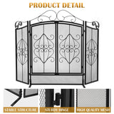 Load image into Gallery viewer, 45X33 inch Decorative Fireplace Screen with Door Outdoor Fireplace Cover Screen 3 Panel Iron Mesh Modern Vintage Art Decor