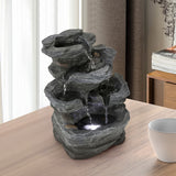 Load image into Gallery viewer, Water Fountain Indoor Fountains Stacked Rocks Waterfall Fountain Relaxing Water Sound Feng Shui Illuminated Tabletop Fountains for Home Office Decor