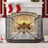 Load image into Gallery viewer, 52 x 31 inch Decorative Fireplace Screen Outdoor Fireplace Cover Screen 3 Panel Iron Mesh Modern Vintage Art Decor