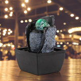 Load image into Gallery viewer, Tabletop Water Fountain Fountains with Colorful Rolling Ball, Feng Shui Zen Desktop Waterfall Fountains Water Sound Relaxation for Home Office Decor