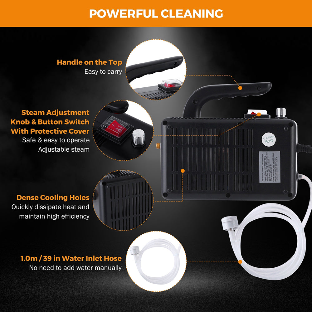 Portable Handheld Steam Cleaner, 2500W High Temperature Pressurized Steam  Machine for Car Detailing Tiles Floor Cleaning Steamer, Orange